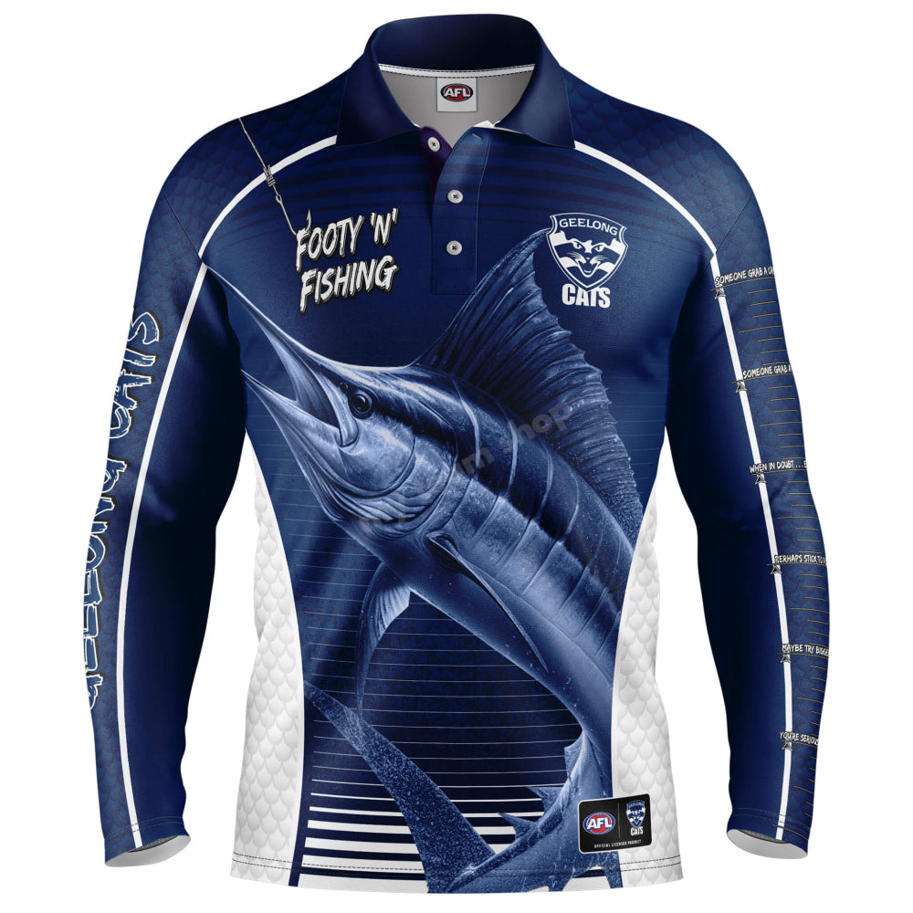 Geelong Cats Afl ’Marlin’ Fishing Shirt Nrl Fishing Shirt