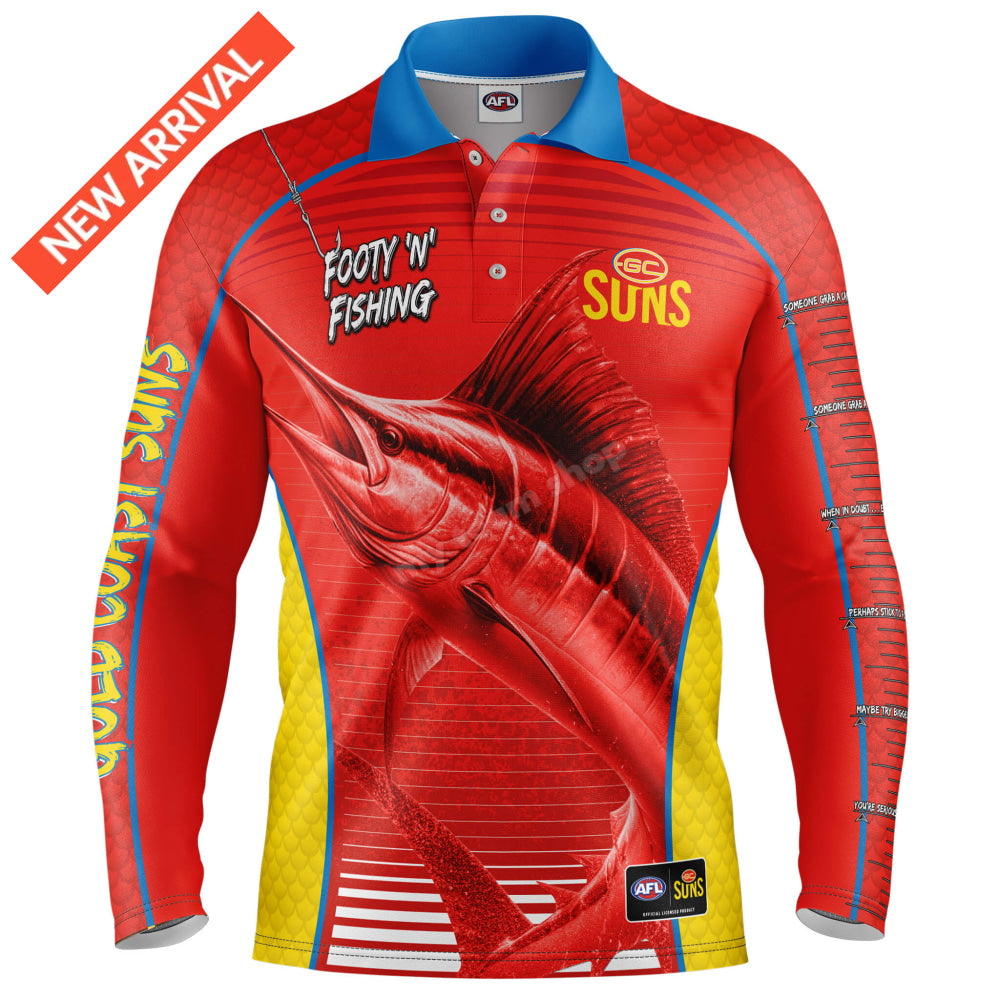 Gold Coast Suns Afl ’Marlin’ Fishing Shirt Nrl Fishing Shirt