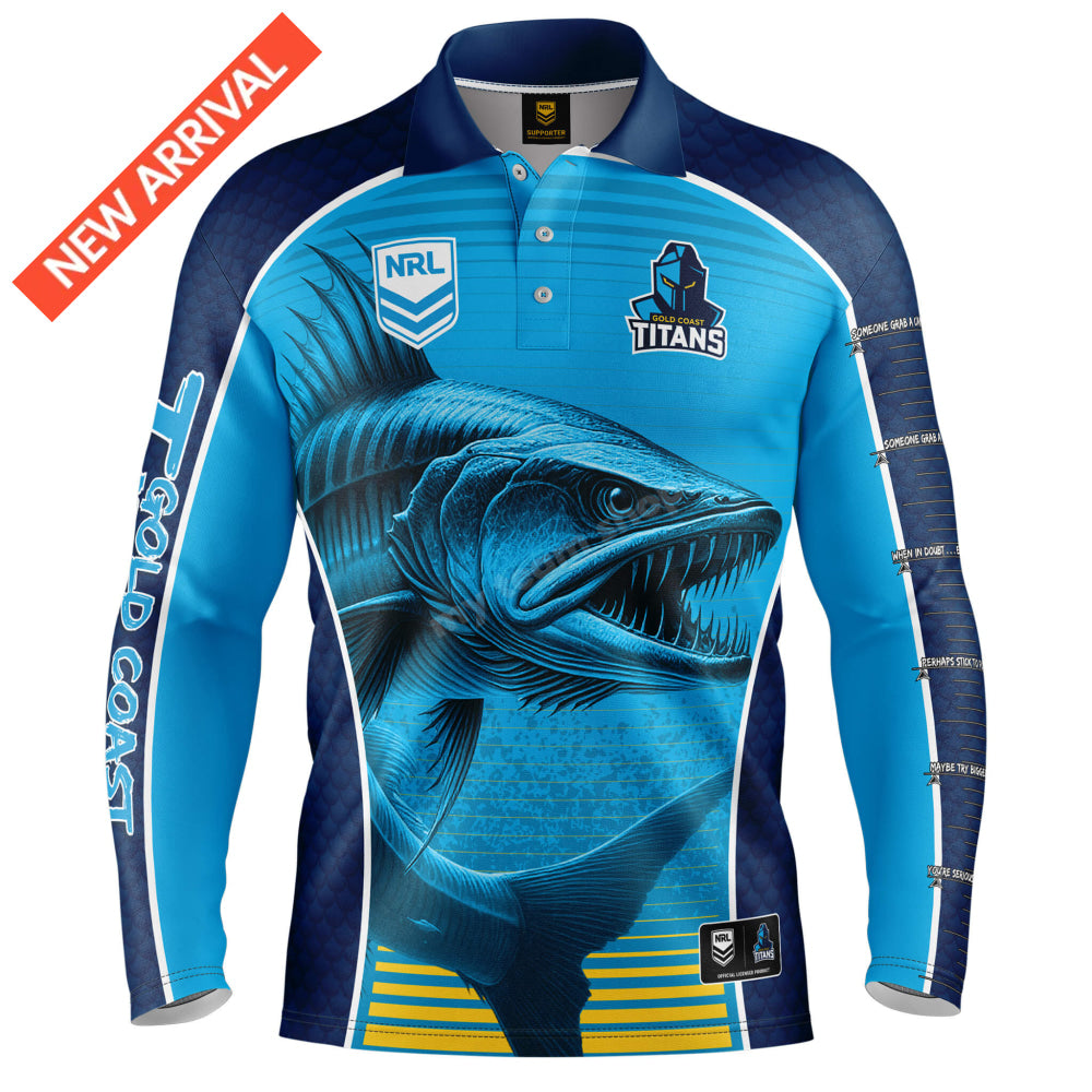 Gold Coast Titans Nrl ’Barracuda’ Fishing Shirt Fishing Shirt