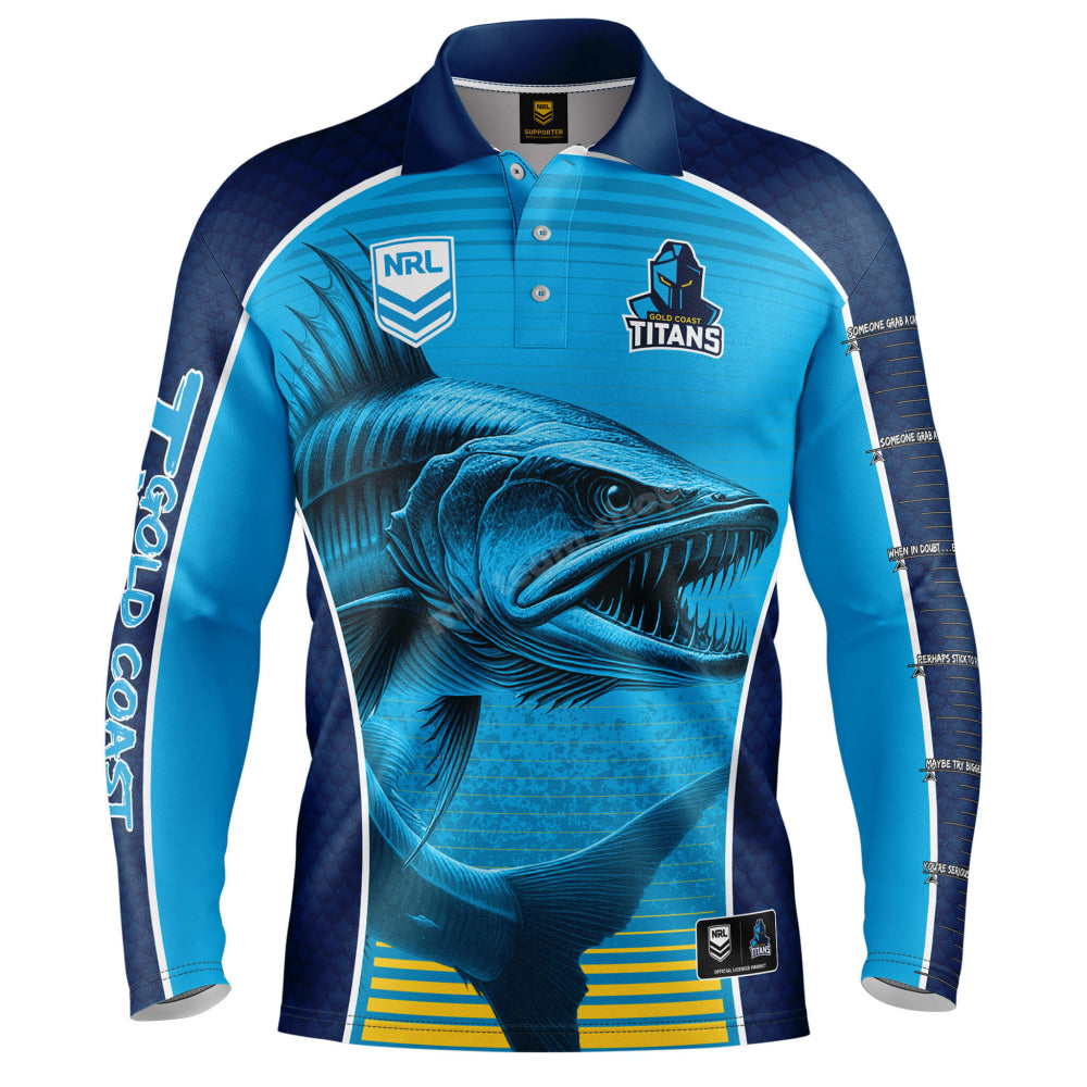 Gold Coast Titans Nrl ’Barracuda’ Fishing Shirt Fishing Shirt