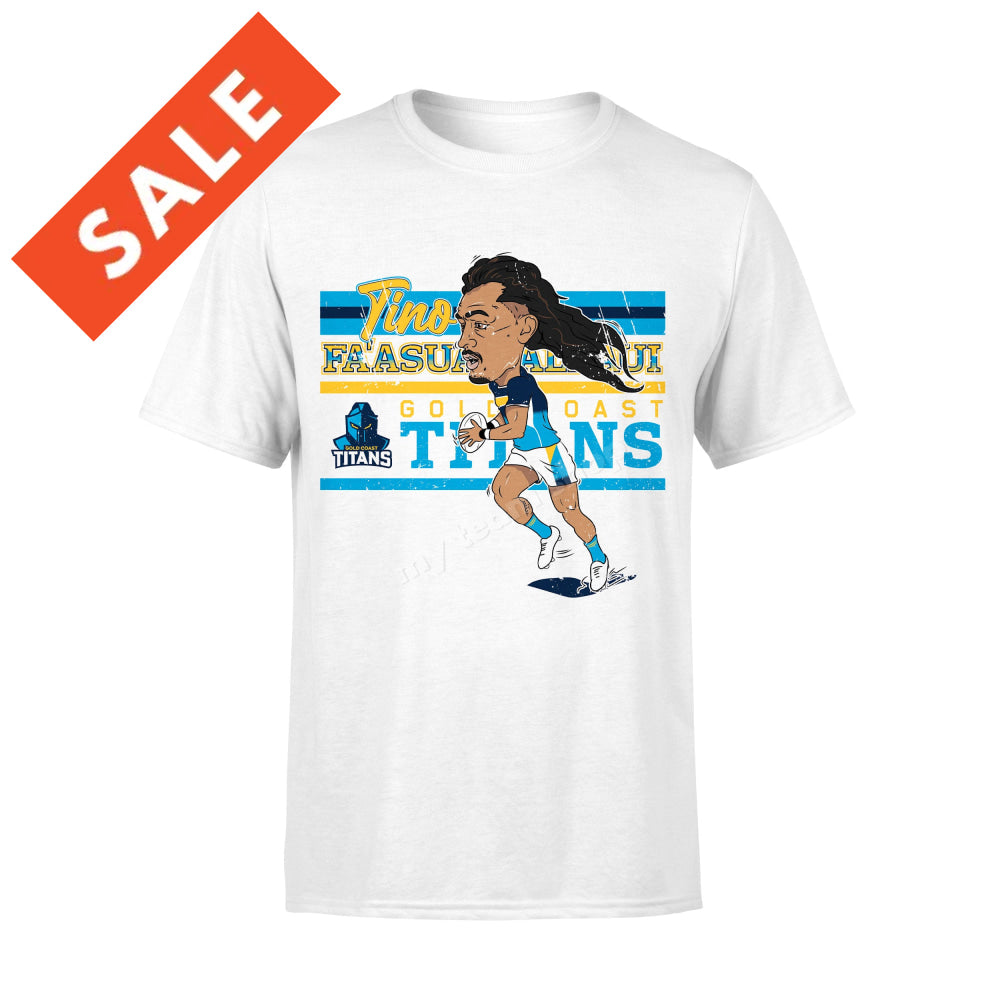 Gold Coast Titans Tino Fa’asuamaleaui Nrl Caricature Tee Caricature Tee