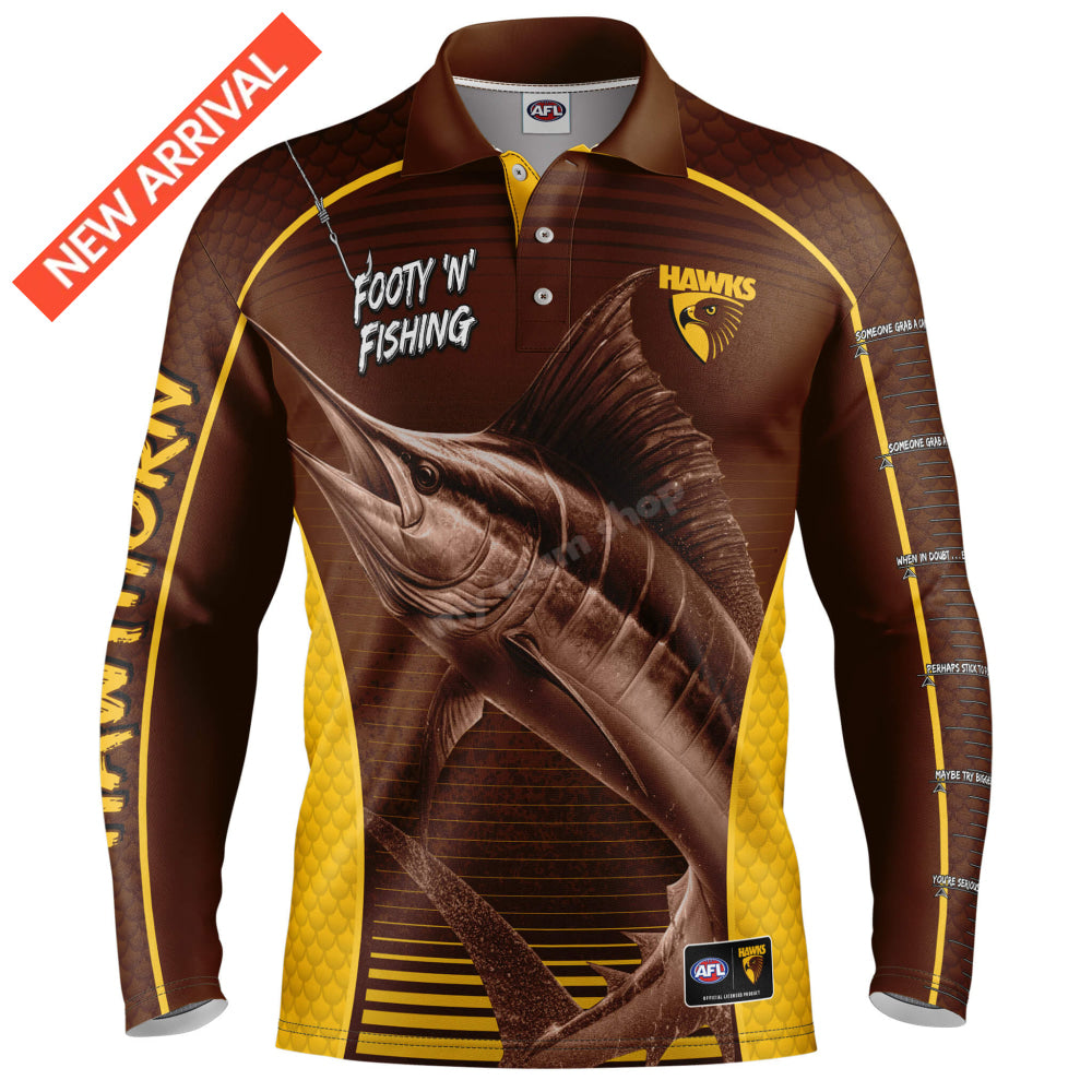 Hawthorn Hawks Afl ’Marlin’ Fishing Shirt Nrl Fishing Shirt