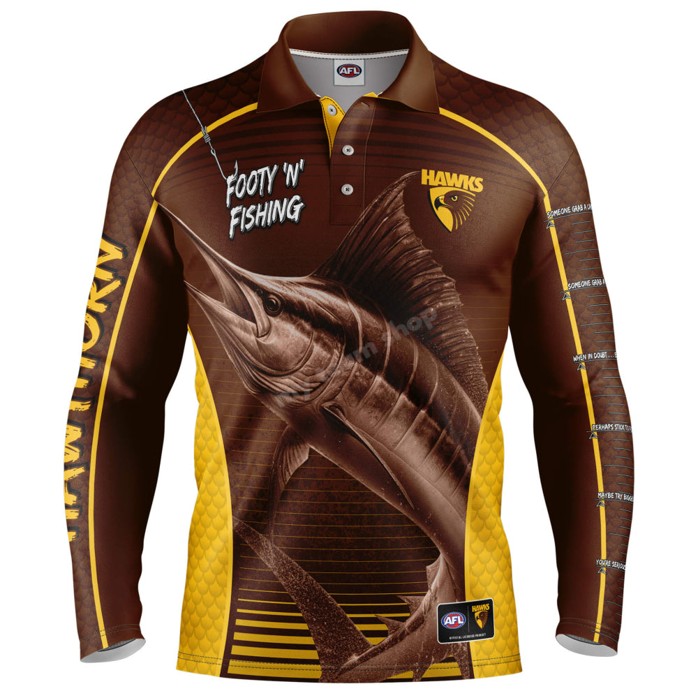 Hawthorn Hawks Afl ’Marlin’ Fishing Shirt Nrl Fishing Shirt