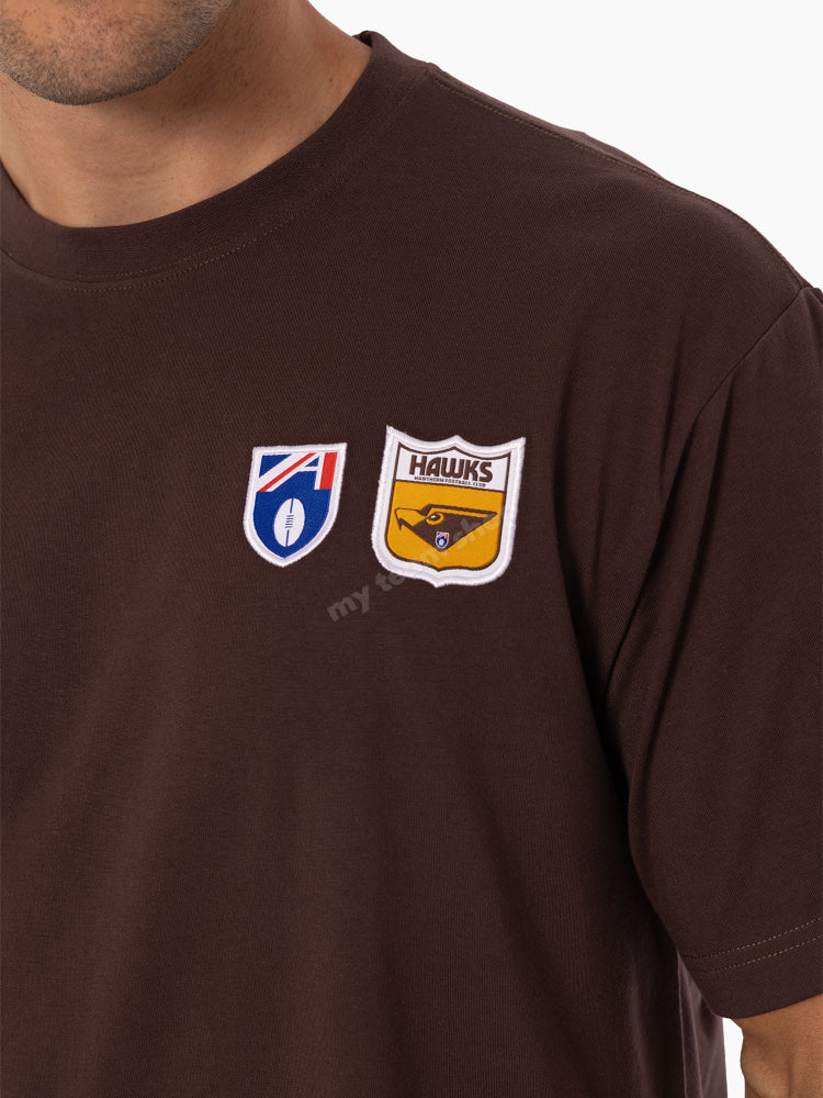 HAWTHORN HAWKS AFL THROWBACK LOGO TEE AFL Throwback Tee