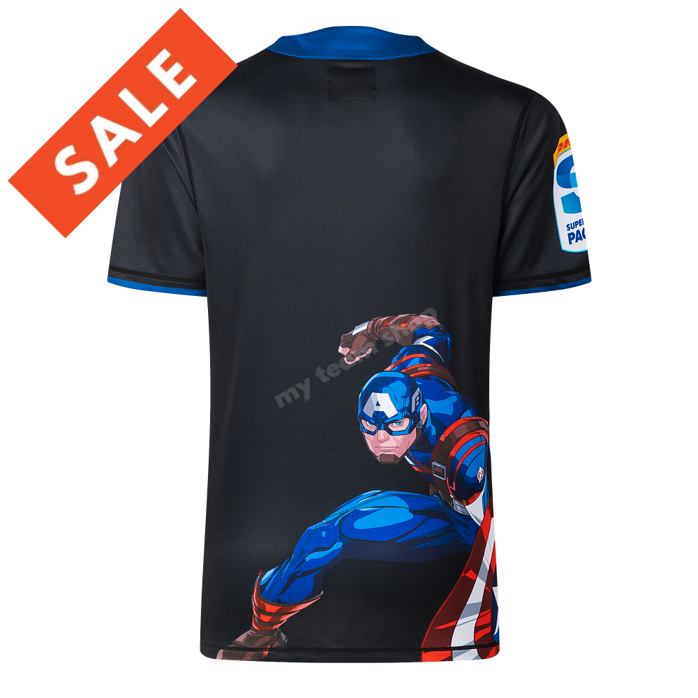 HURRICANES RUGBY CAPTAIN AMERICA MARVEL WARM UP TEE Rugby Warm up Tee