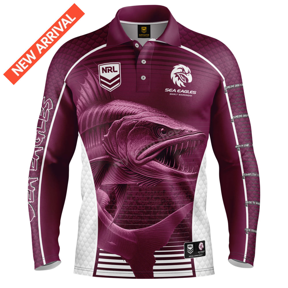 Manly Sea Eagles Nrl ’Barracuda’ Fishing Shirt Fishing Shirt