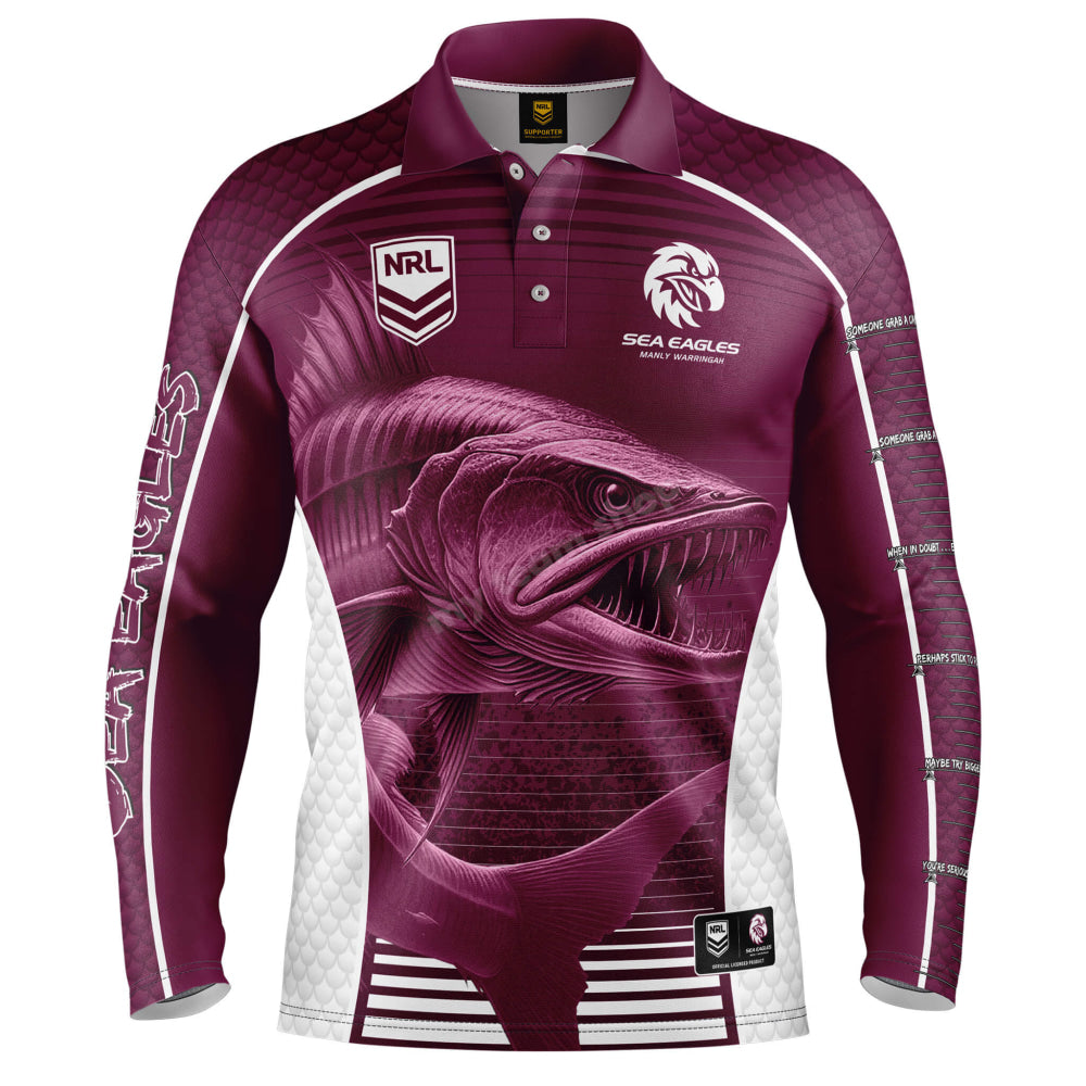 Manly Sea Eagles Nrl ’Barracuda’ Fishing Shirt Fishing Shirt