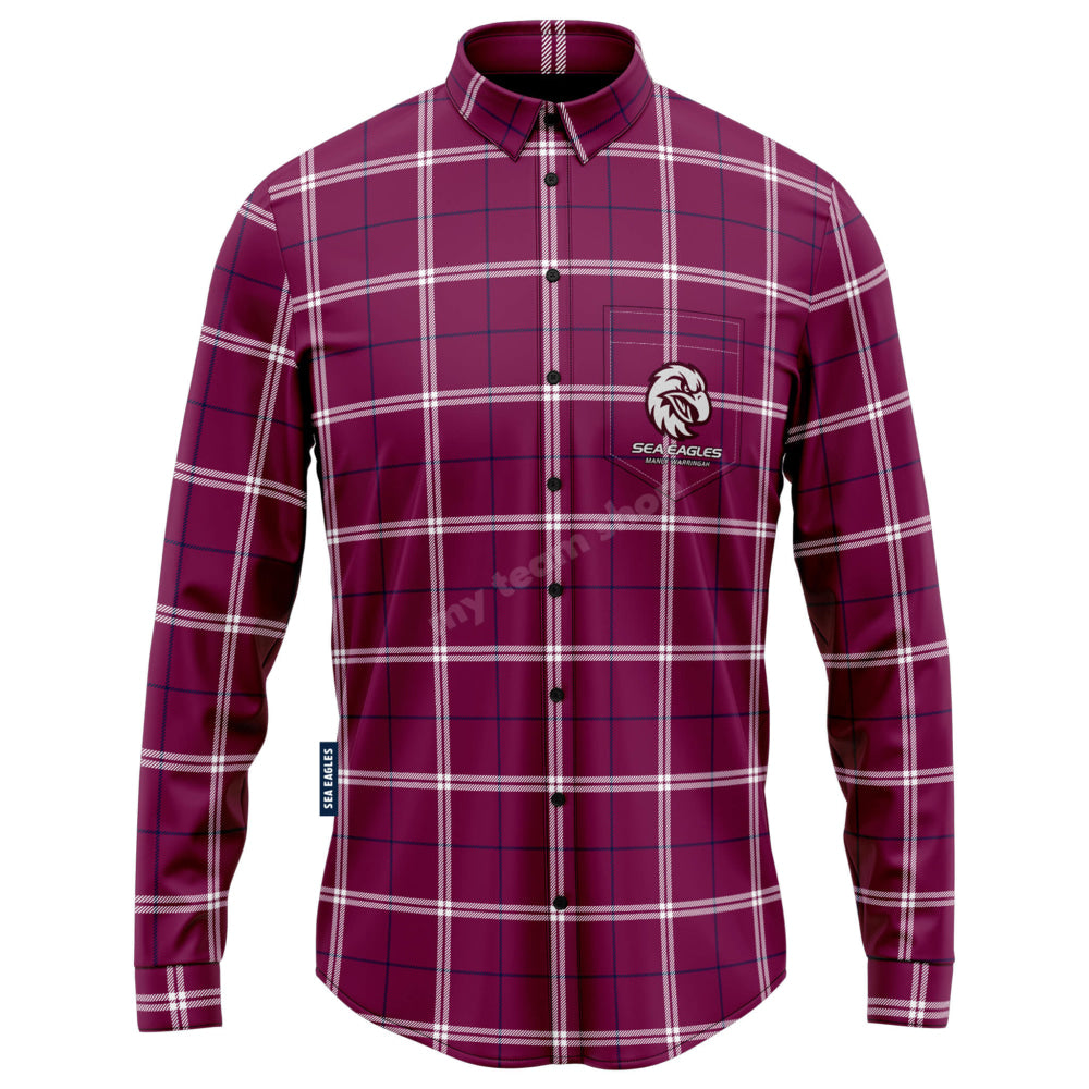Manly Sea Eagles Nrl ’Mustang’ Flannel Shirt Front