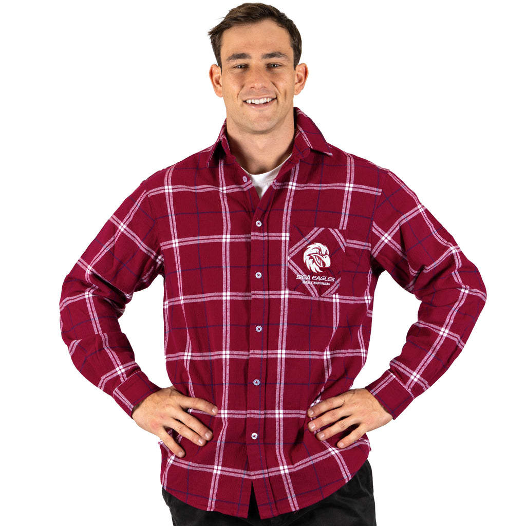 Manly Sea Eagles Nrl ’Mustang’ Flannel Shirt Model Front