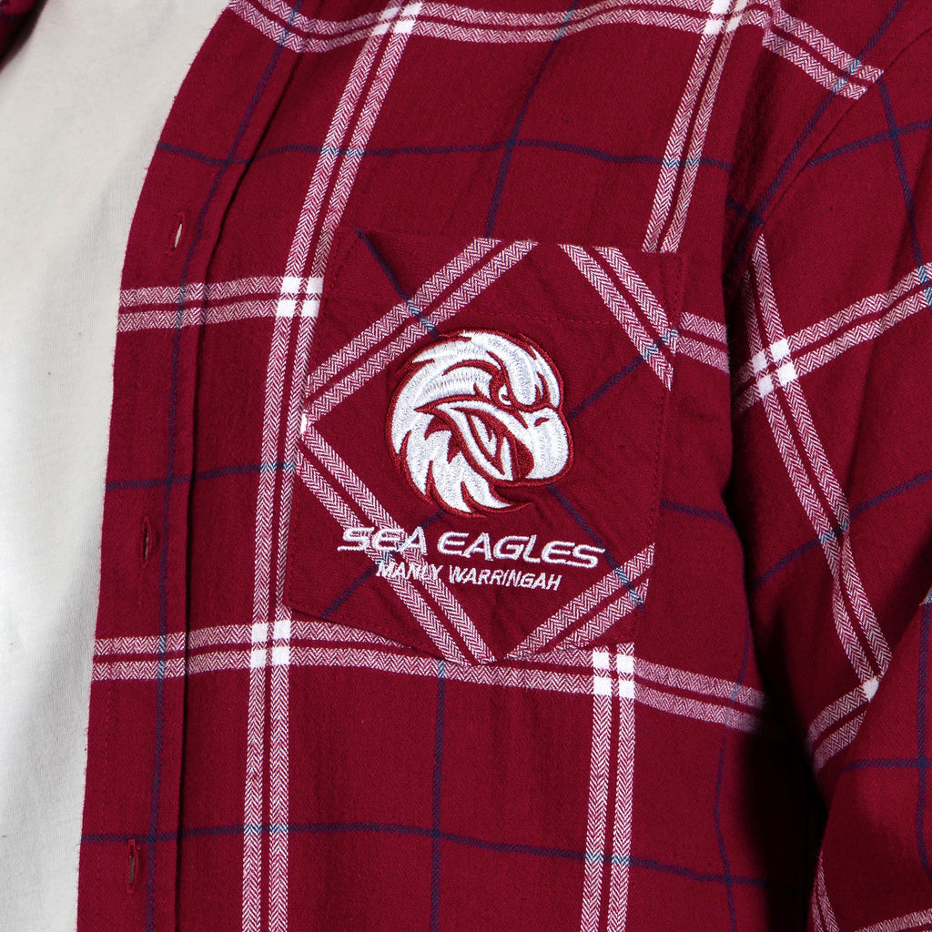 Manly Sea Eagles Nrl ’Mustang’ Flannel Shirt Pocket Logo