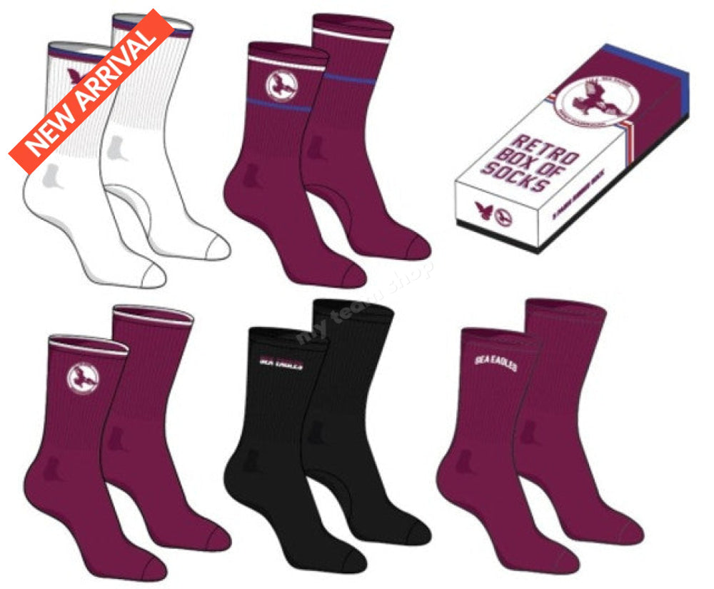 Manly Sea Eagles Nrl Retro Box Of Socks Retro Socks