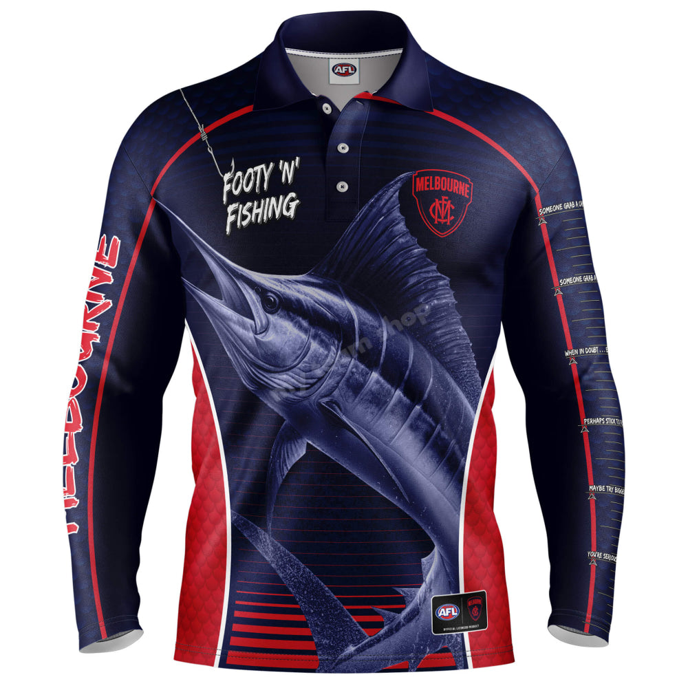 Melbourne Demons Afl ’Marlin’ Fishing Shirt Nrl Fishing Shirt