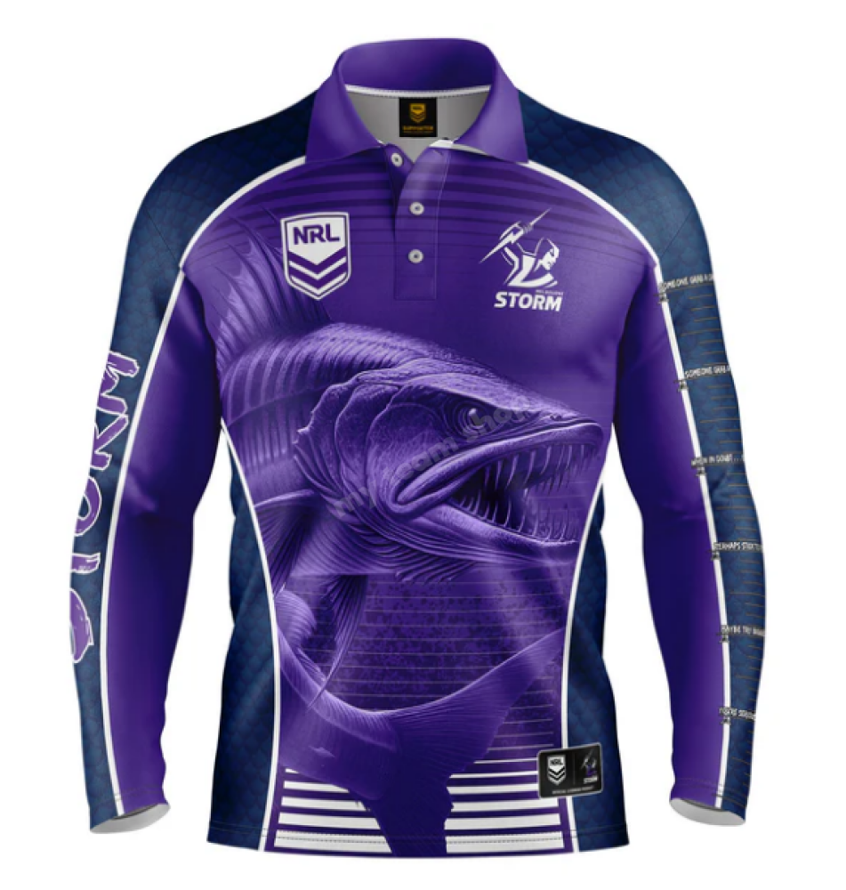 Melbourne Storm Nrl ’Barracuda’ Fishing Shirt Fishing Shirt