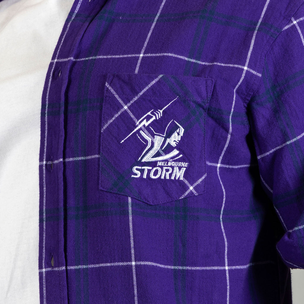 Melbourne Storm Nrl ’Mustang’ Flannel Shirt Pocket Logo