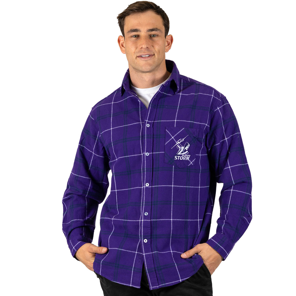Melbourne Storm Nrl ’Mustang’ Flannel Shirt Model Front