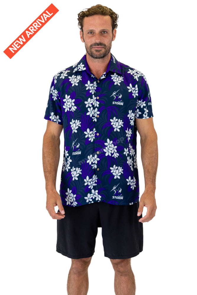 MELBOURNE STORM NRL ’’REEF’’ HAWAIIAN SHIRT NRL Hawaiian Shirt