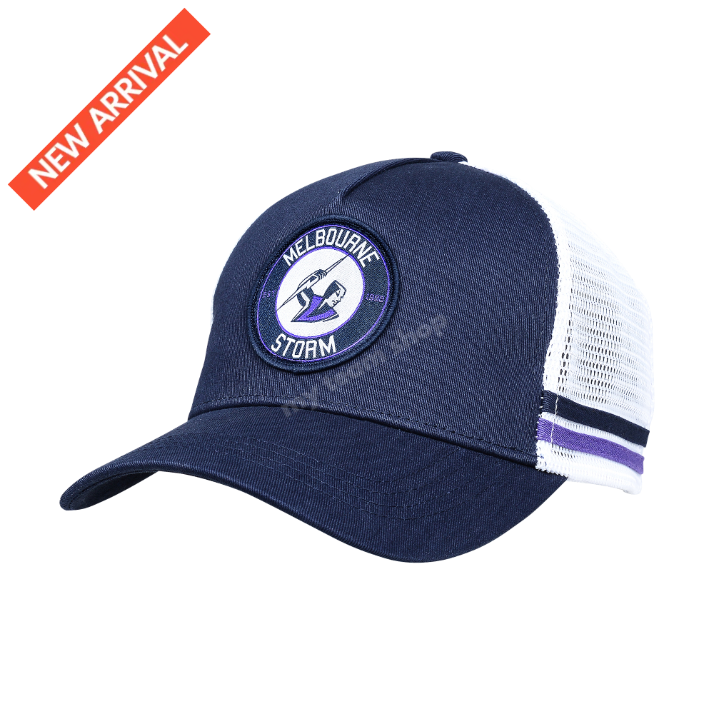 Melbourne Storm Nrl Stripe Trucker Caps Headwear