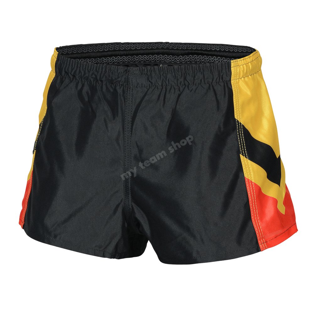 MENS BLACK/RED/YELLOW FOOTBALL SHORTS - Main Image
