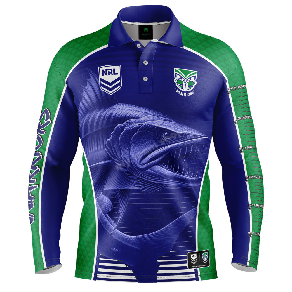 New Zealand Warriors Nrl ’Barracuda’ Fishing Shirt Fishing Shirt