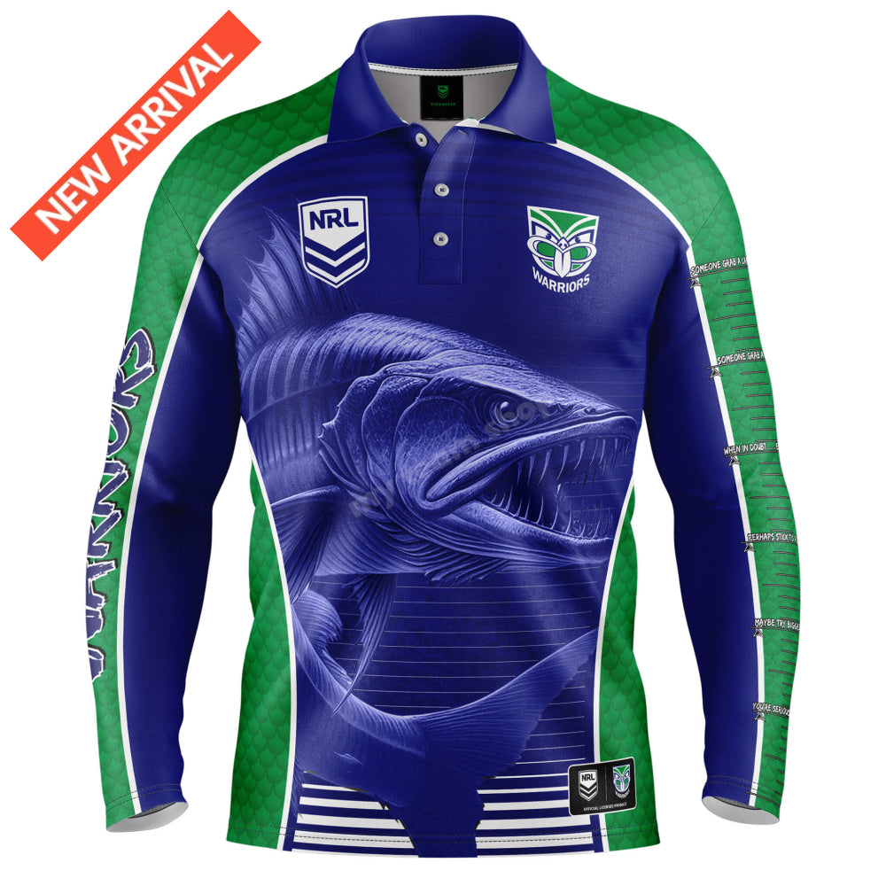 New Zealand Warriors Nrl ’Barracuda’ Fishing Shirt Fishing Shirt