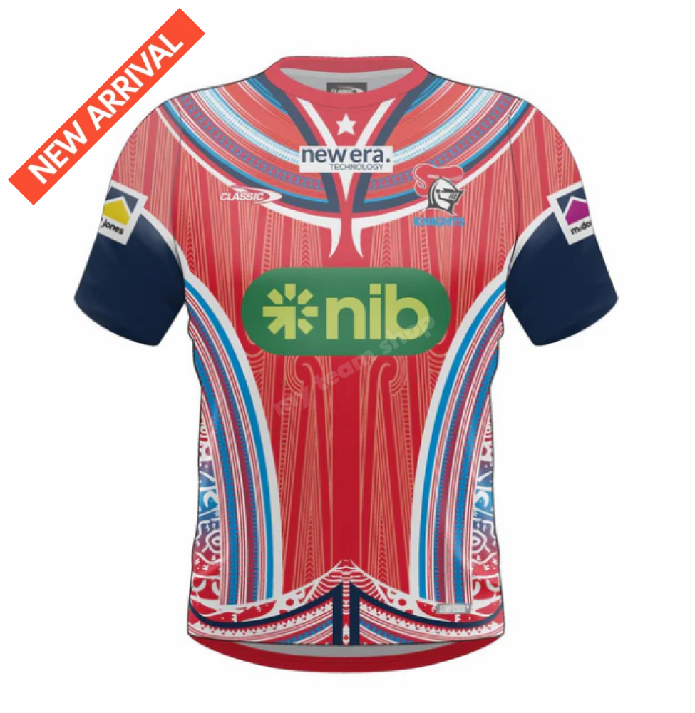 NEWCASTLE KNIGHTS 2025 NRL MULTICULTURAL WARM UP TEE NRL Warm Up Tee