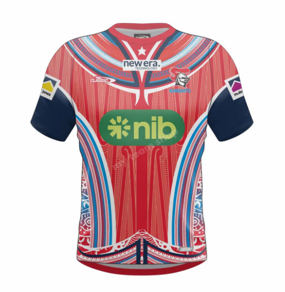 NEWCASTLE KNIGHTS 2025 NRL MULTICULTURAL WARM UP TEE NRL Warm Up Tee