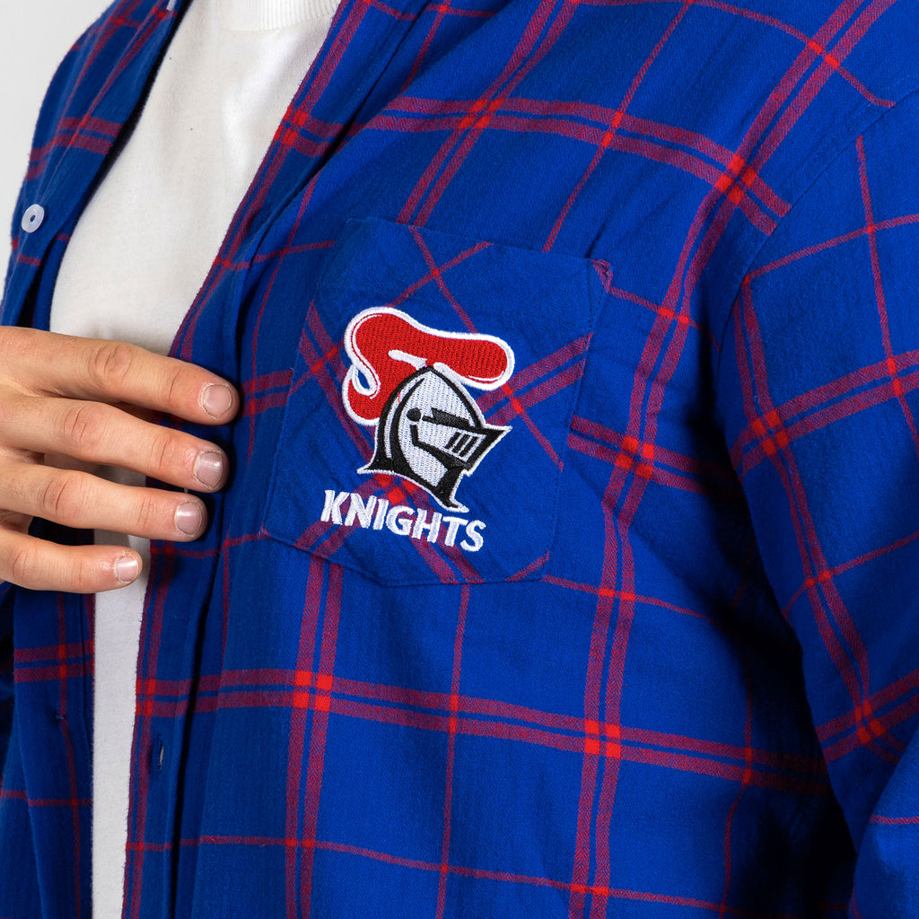 Newcastle Knights Nrl ’Mustang’ Flannel Shirt Pocket Logo