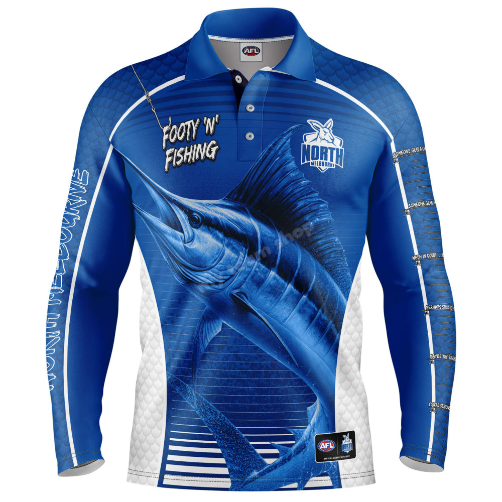 North Melbourne Kangaroos Afl ’Marlin’ Fishing Shirt Nrl Fishing Shirt