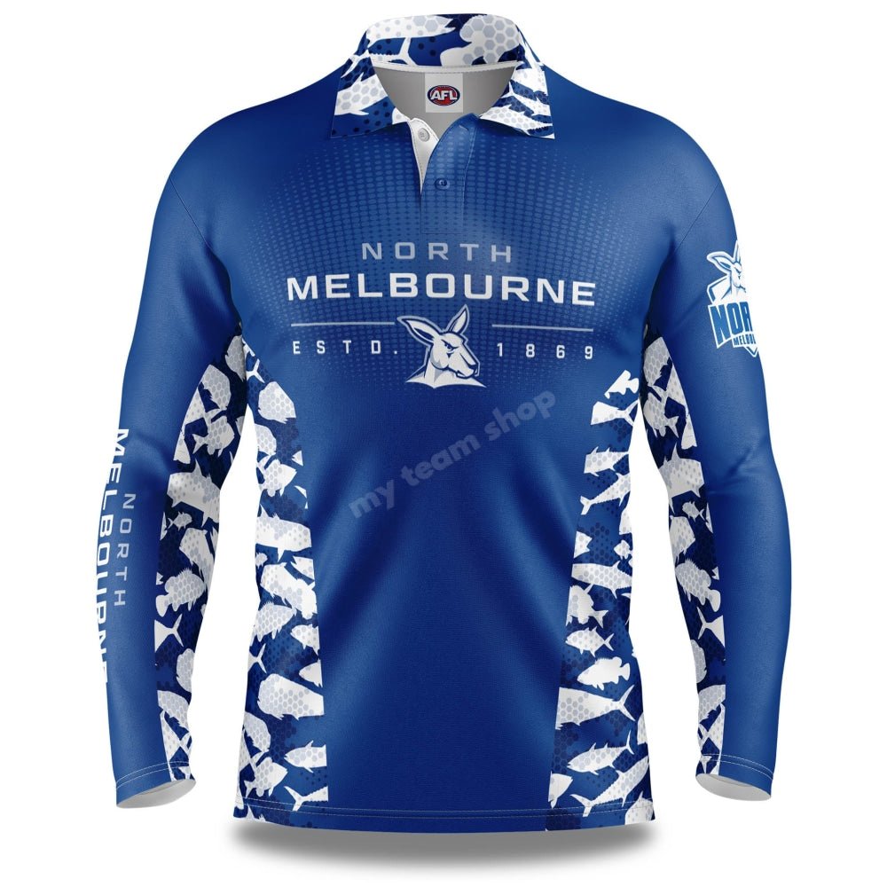 North Melbourne Afl Reef Runner Fishing Shirt Shirts & Tops