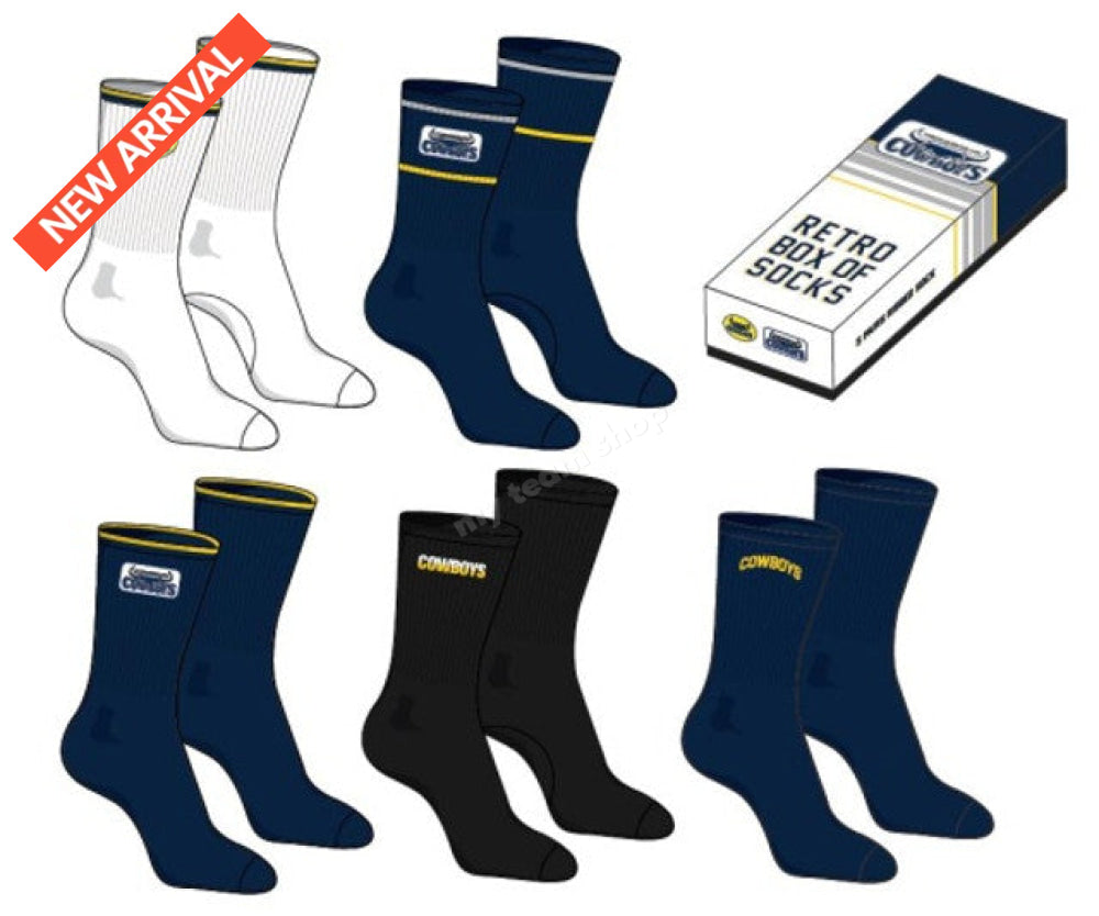 North Queensland Cowboys Nrl Retro Box Of Socks Retro Socks