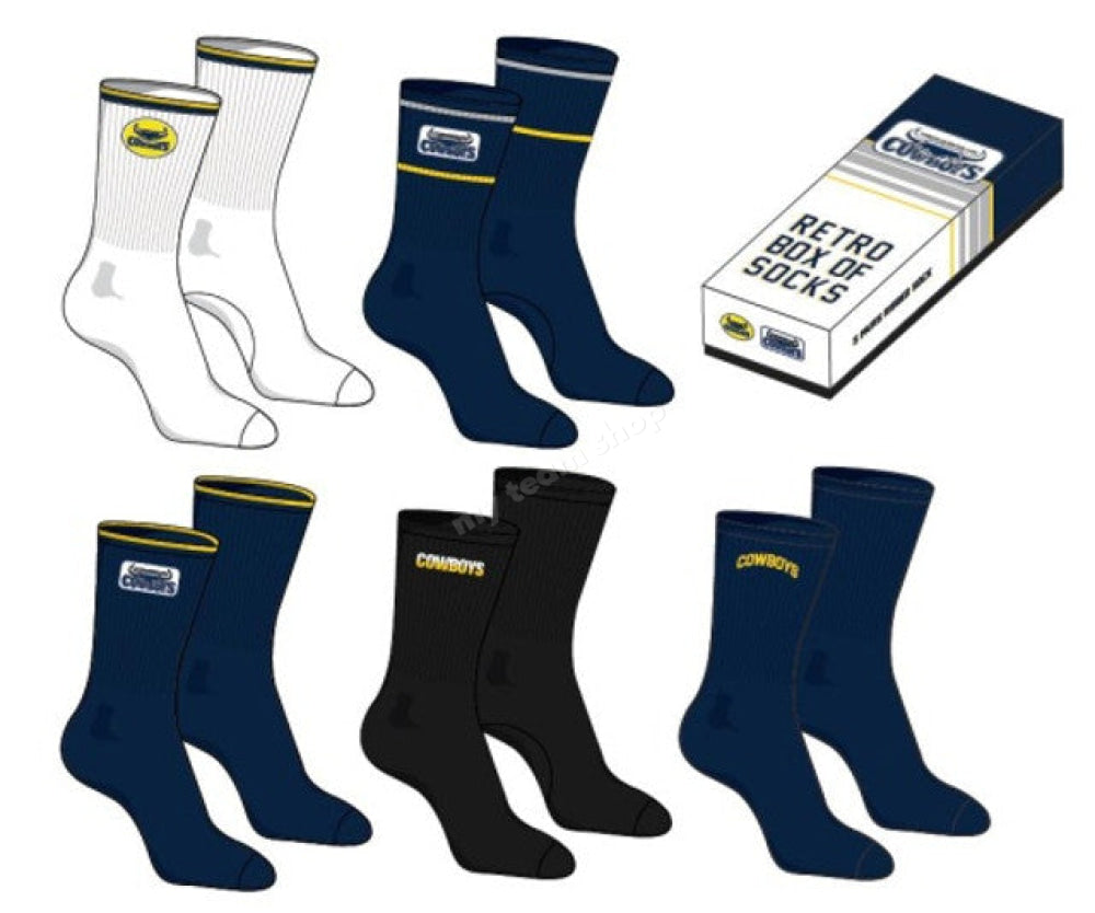 North Queensland Cowboys Nrl Retro Box Of Socks Retro Socks