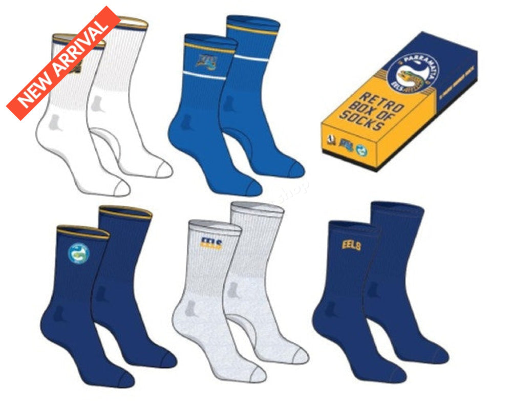 Parramatta Eels Nrl Retro Box Of Socks Retro Socks