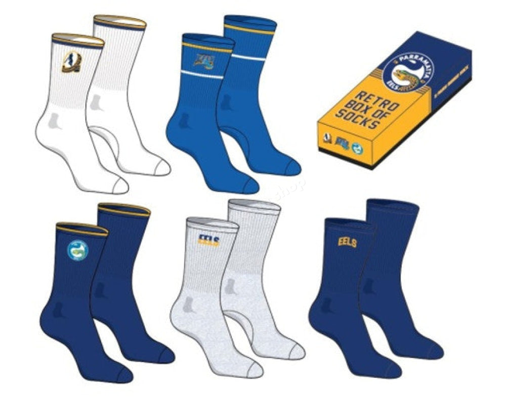 Parramatta Eels Nrl Retro Box Of Socks Retro Socks