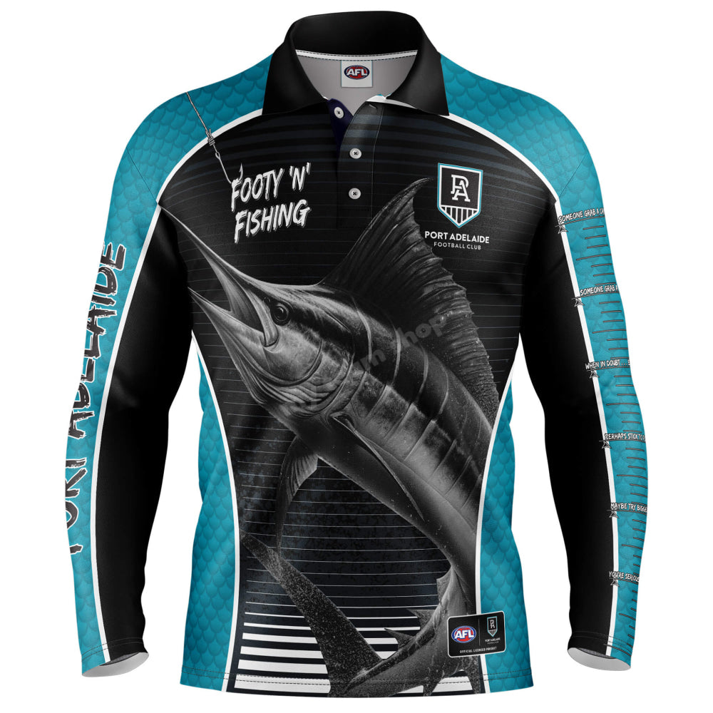 Port Adelaide Afl ’Marlin’ Fishing Shirt Nrl Fishing Shirt