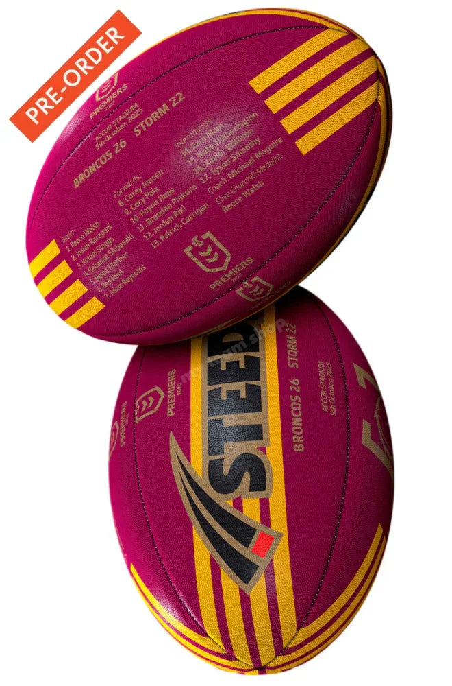*PRESALE* BRISBANE BRONCOS 2025 NRL PREMIERS BALL 5 NRL Football