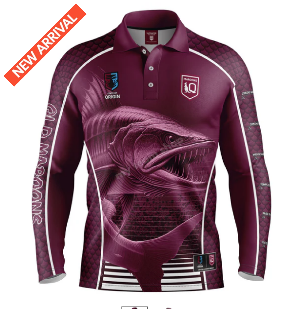 Qld State Of Origin Nrl ’Barracuda’ Fishing Shirt Fishing Shirt