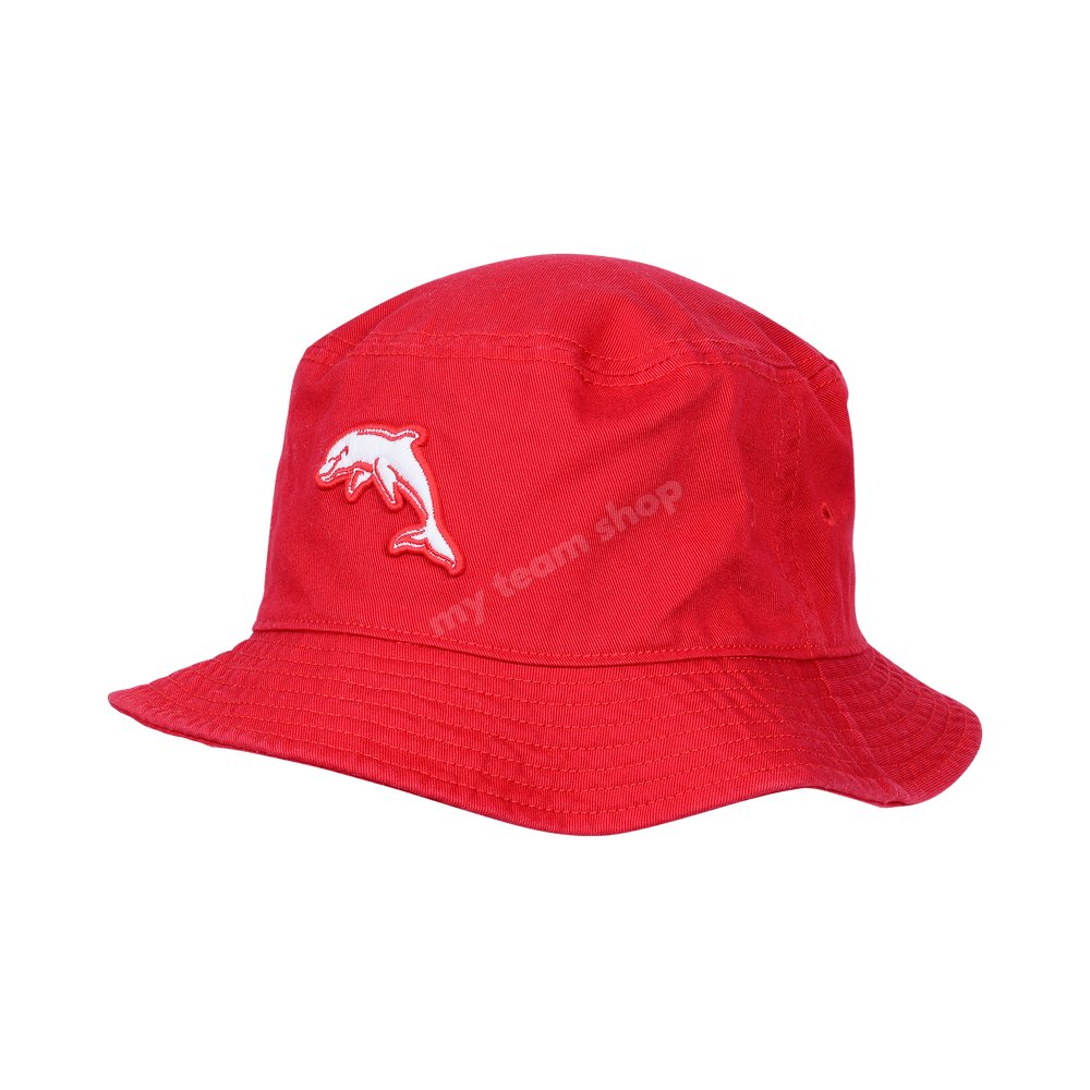 Redcliffe Dolphins Nrl Twill Bucket Hat Red Headwear