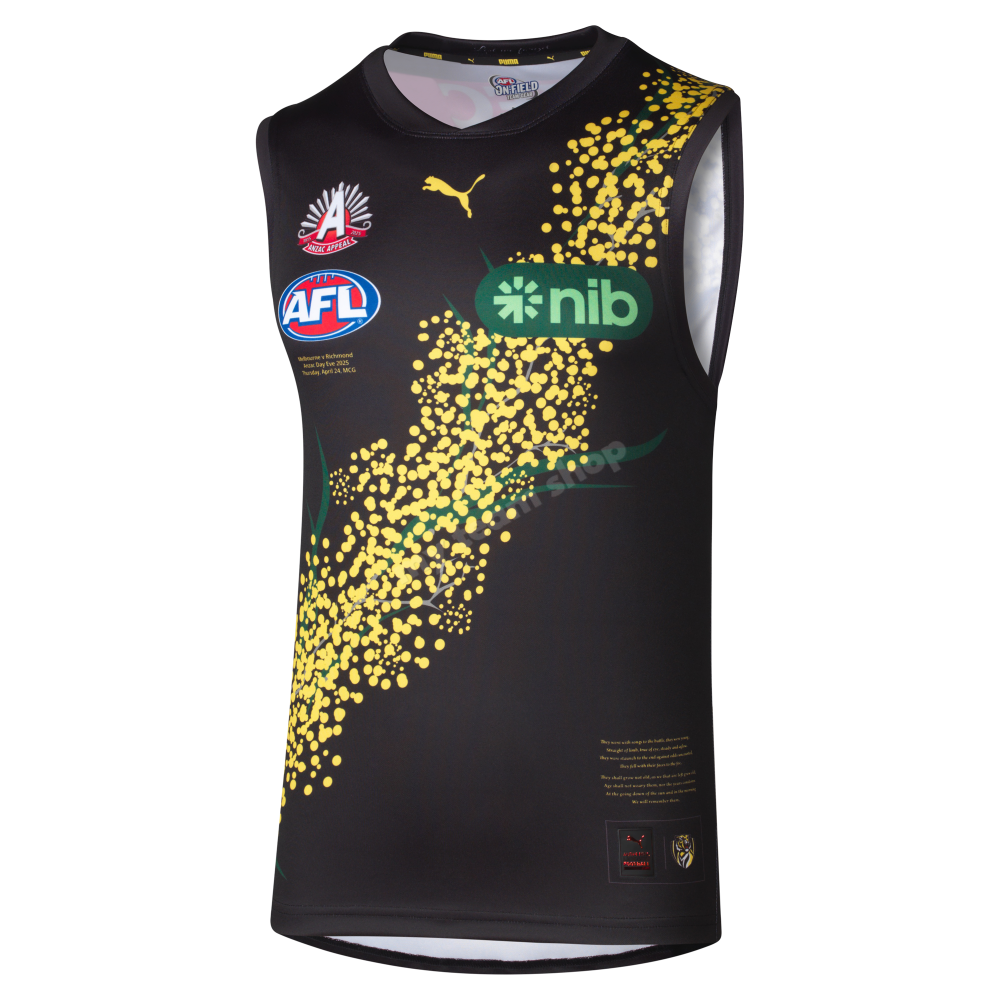 RICHMOND TIGERS 2025 AFL ANZAC GUERNSEY AFL Guernsey