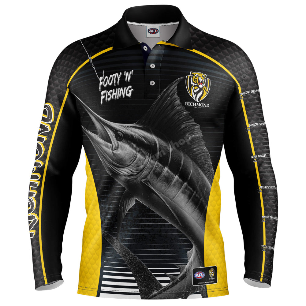 Richmond Tigers Afl ’Marlin’ Fishing Shirt Nrl Fishing Shirt