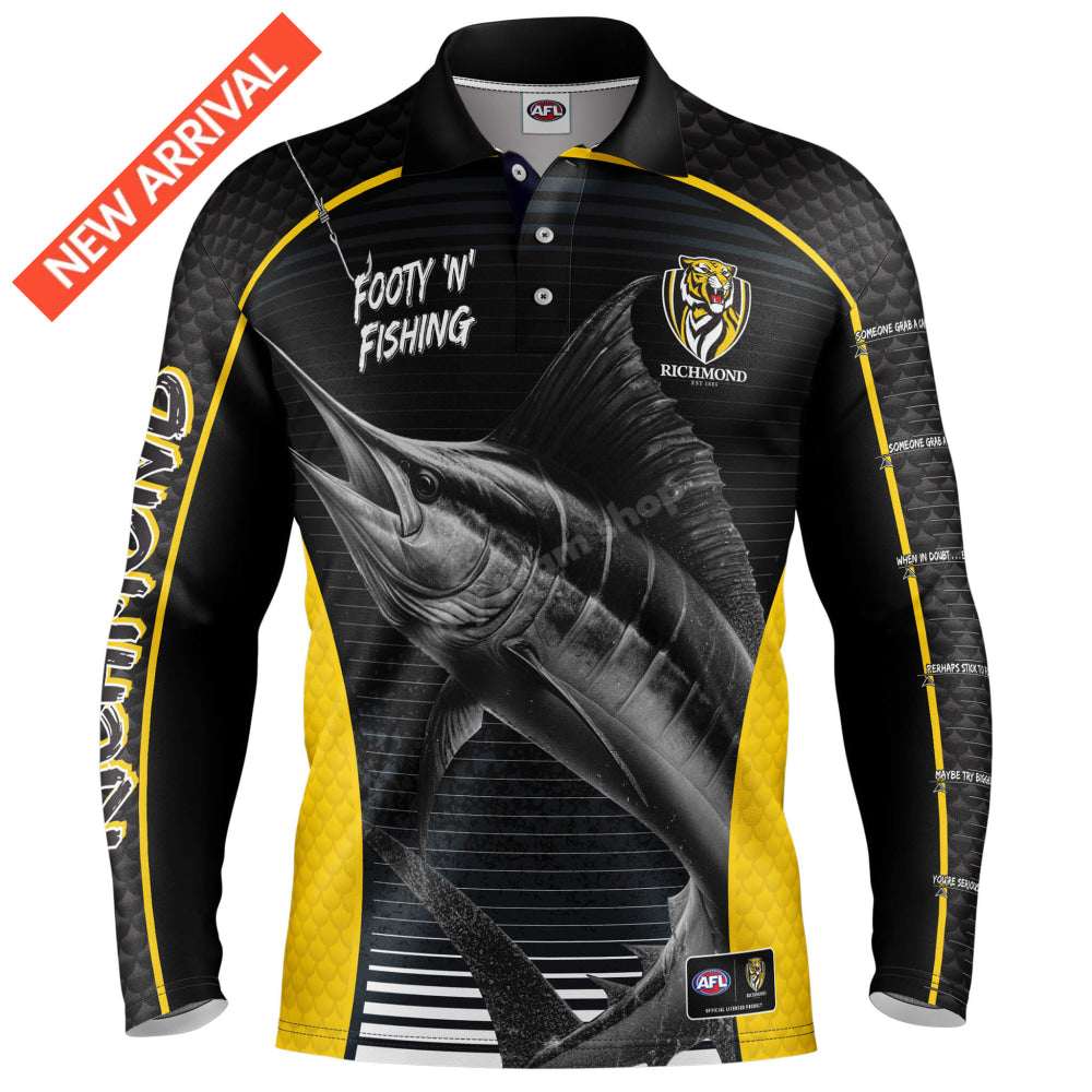 Richmond Tigers Afl ’Marlin’ Fishing Shirt Nrl Fishing Shirt