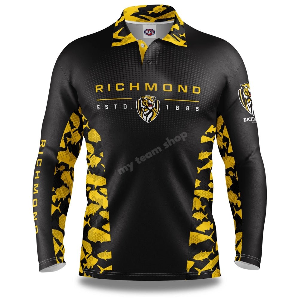 Richmond Tigers Afl Reef Runner Fishing Shirt Shirts & Tops