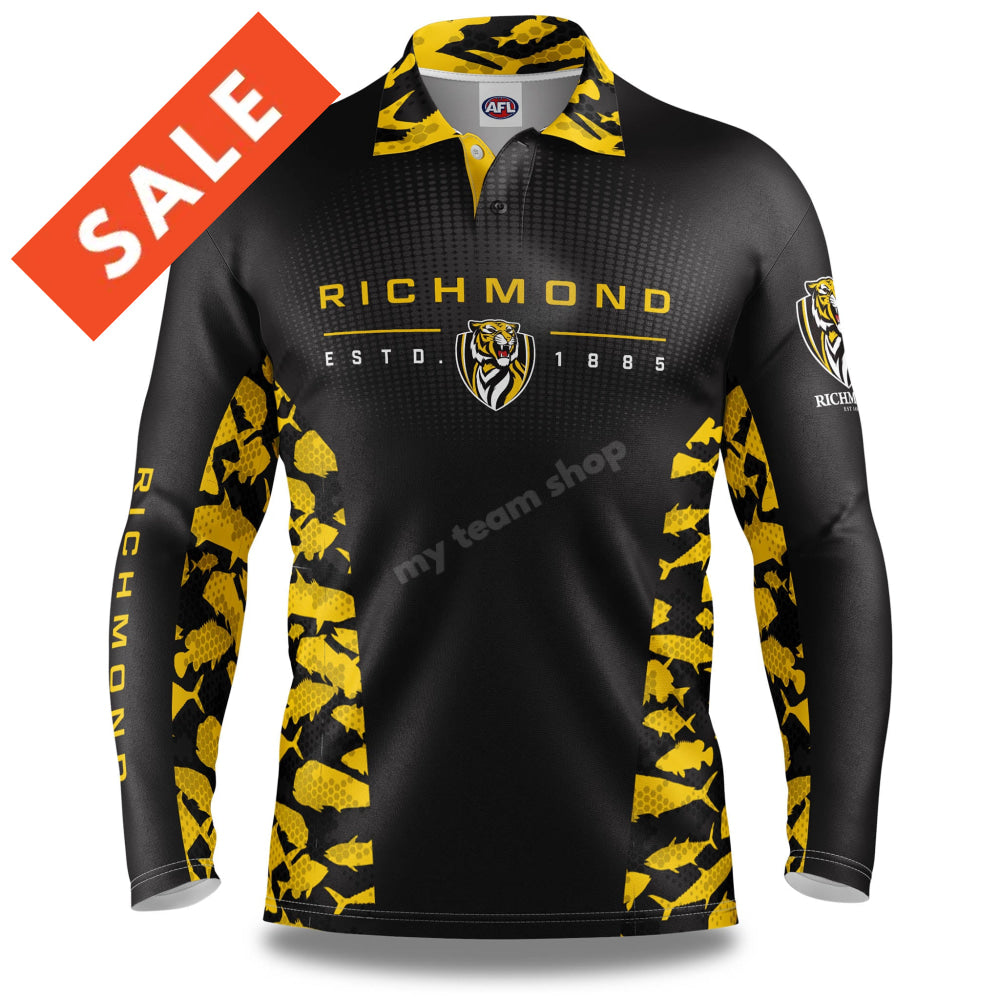 Richmond Tigers Afl Reef Runner Fishing Shirt Shirts & Tops