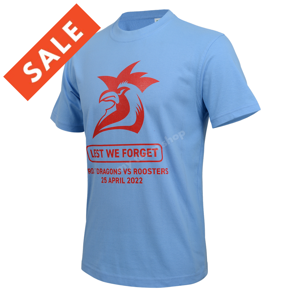 Sydney Roosters 2022 NRL Anzac Tee Shirts & Tops