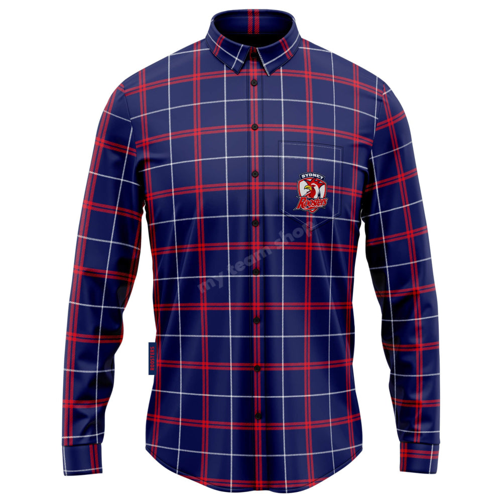 Sydney Roosters Nrl ’Mustang’ Flannel Shirt Front