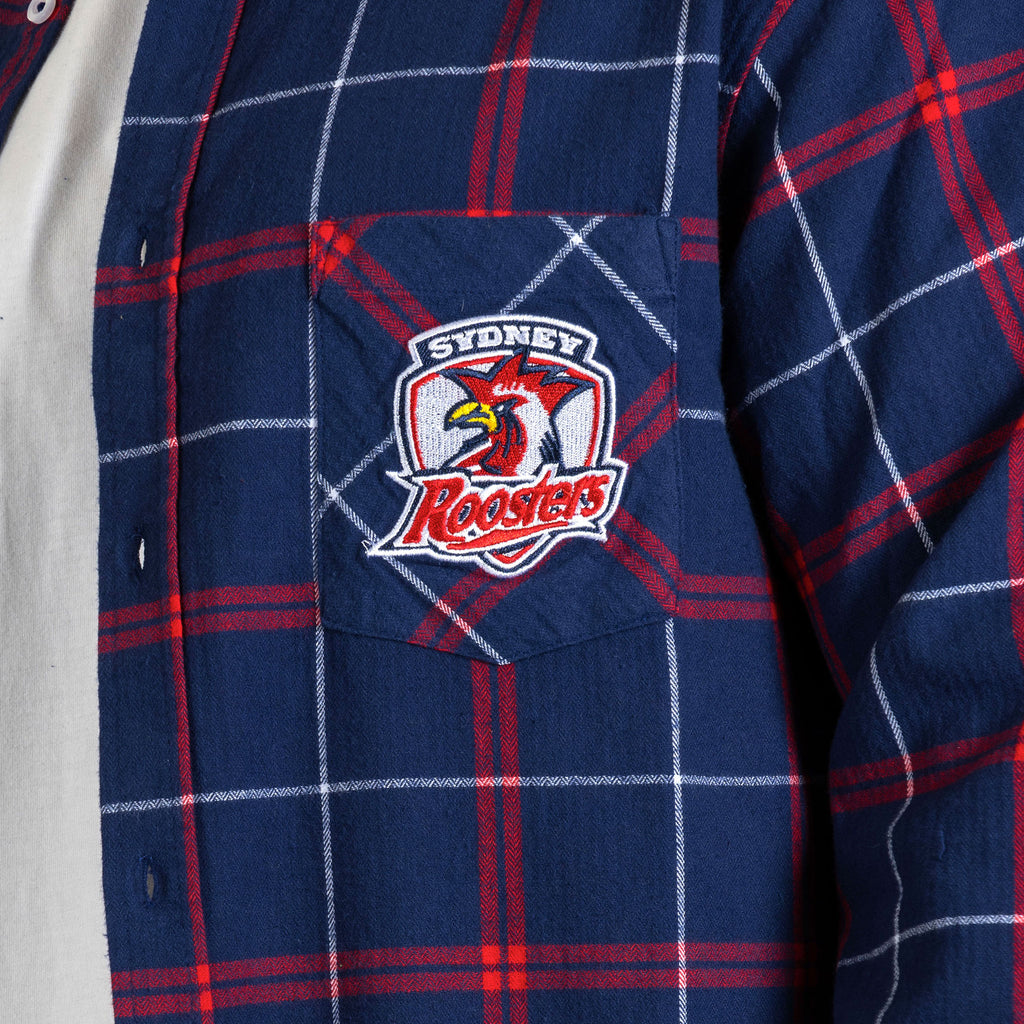Sydney Roosters Nrl ’Mustang’ Flannel Shirt Pocket Logo
