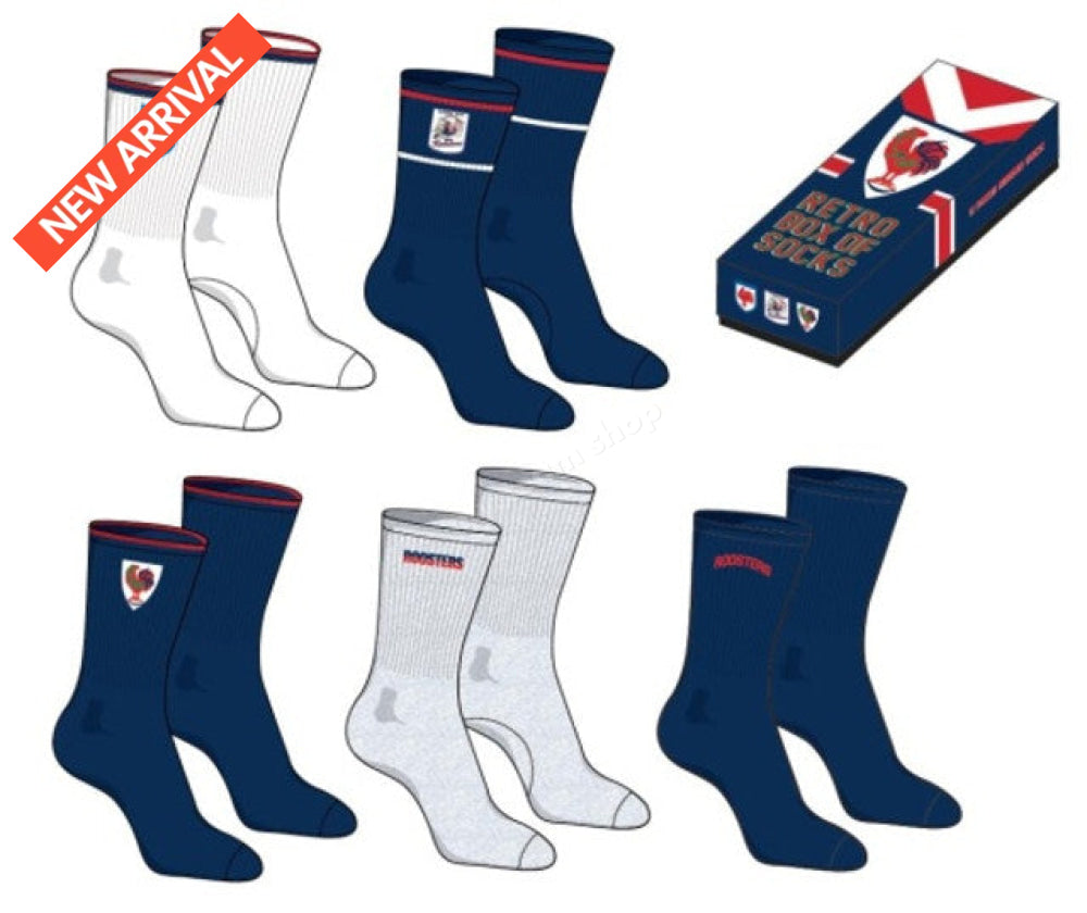 Sydney Roosters Nrl Retro Box Of Socks Retro Socks