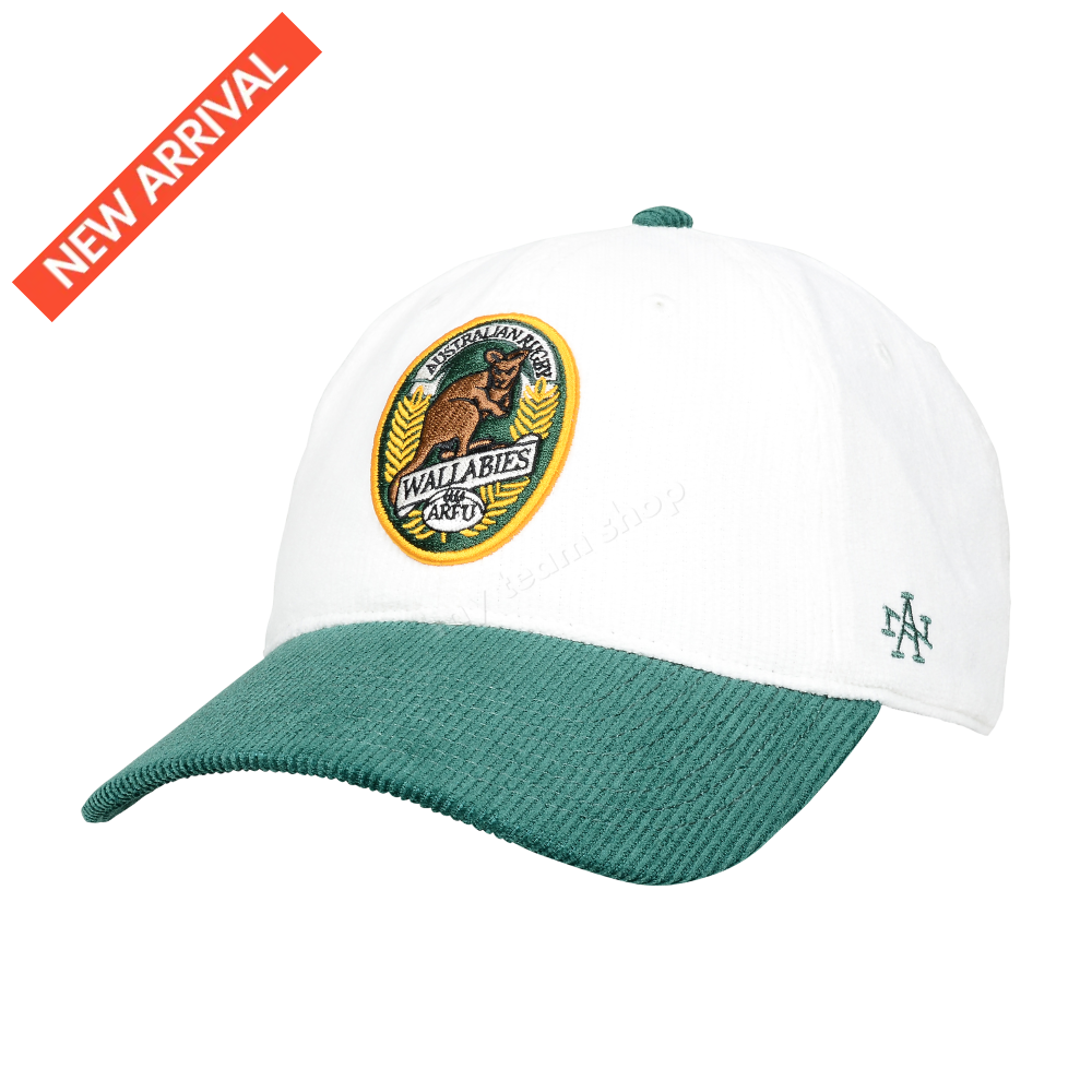 WALLABIES RUGBY IVORY/DARK GREEN CORDUROY CAP Rugby Headwear