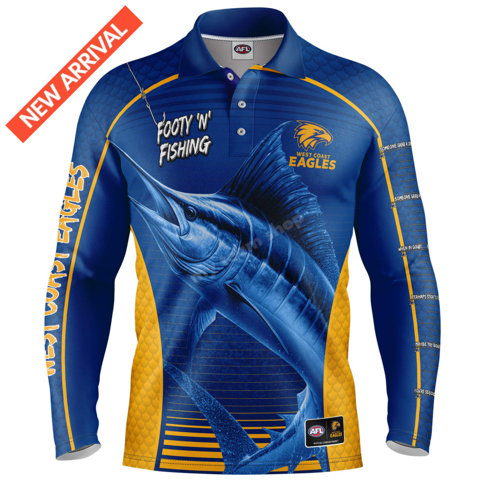 West Coast Eagles Afl ’Marlin’ Fishing Shirt Nrl Fishing Shirt