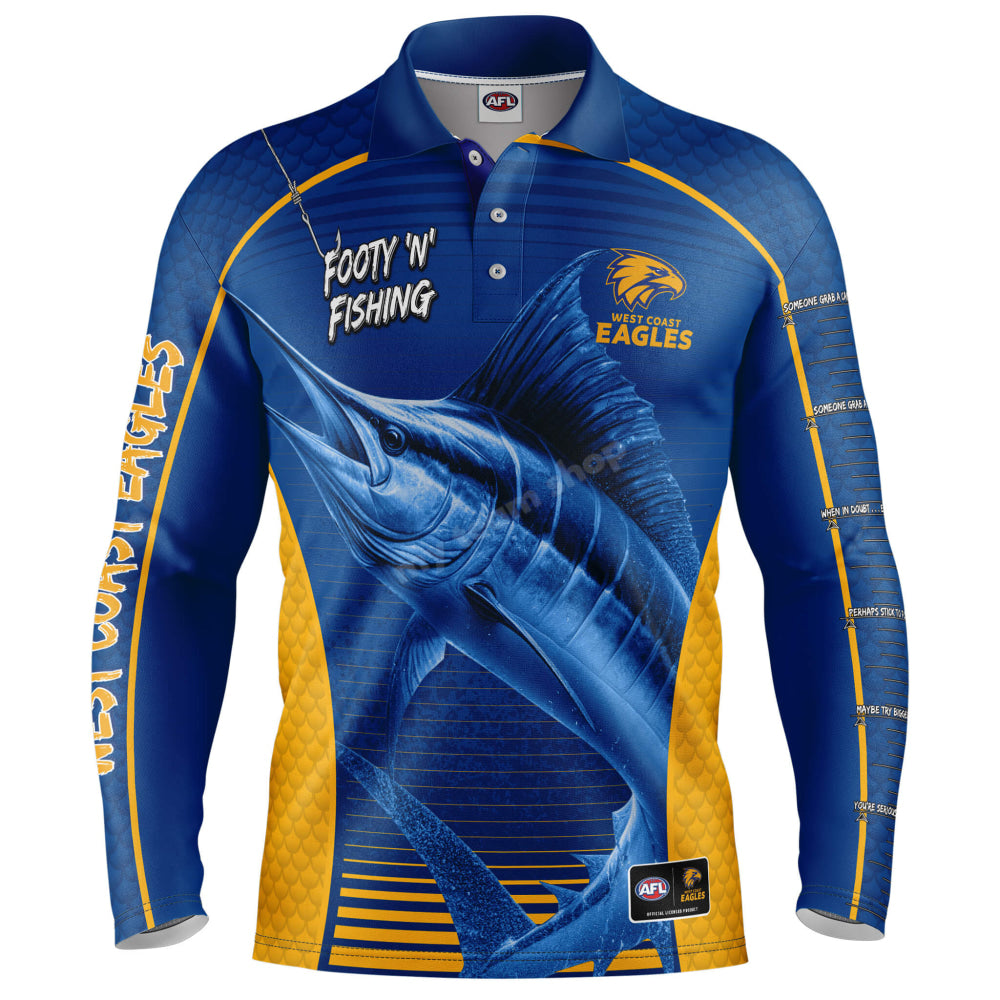 West Coast Eagles Afl ’Marlin’ Fishing Shirt Nrl Fishing Shirt