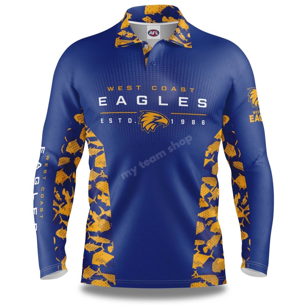 West Coast Eagles Afl Reef Runner Fishing Shirt Shirts & Tops